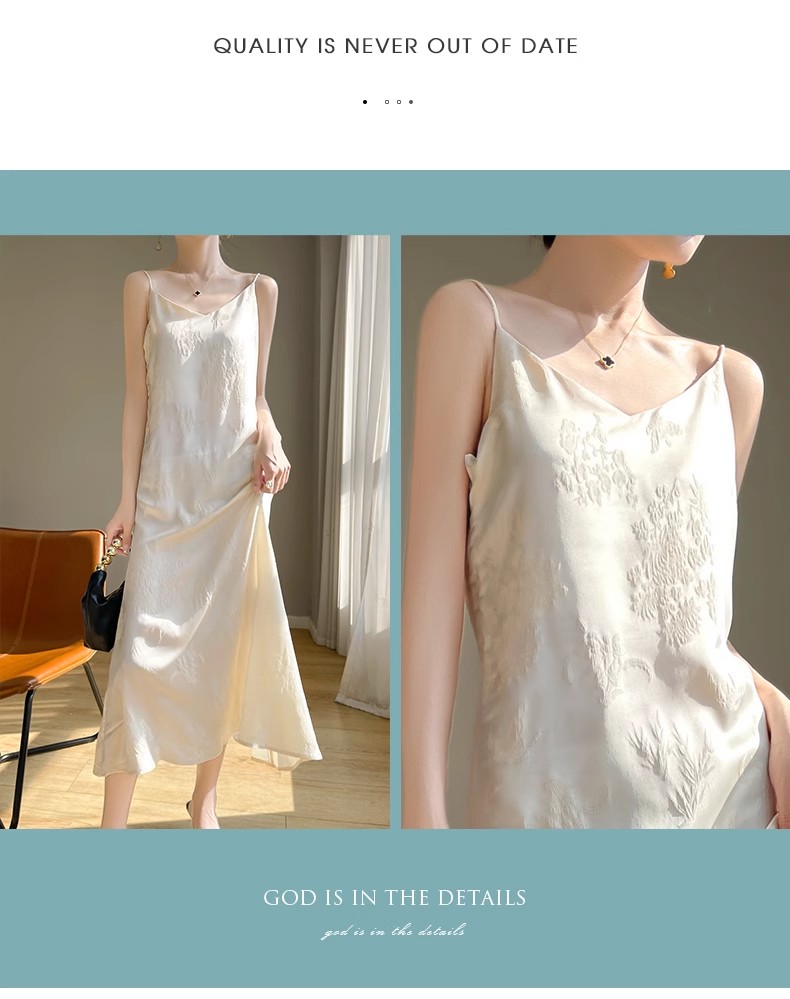 High end silk jacquard camisole dress