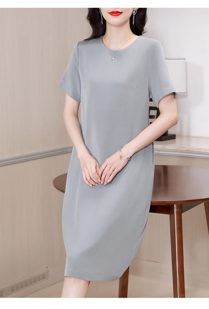 Solid color minimalist chiffon dress