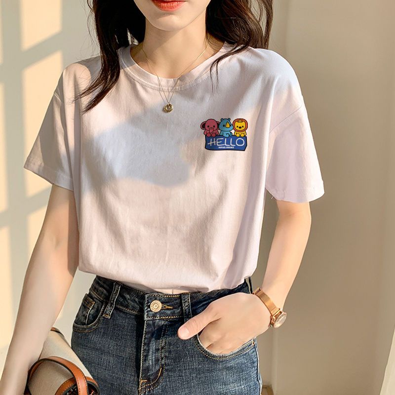 Pure cotton white short sleeved T-shirt