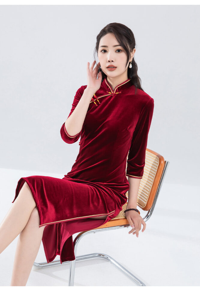 Chinese style series mom retro improved seven quarter sleeve cheongsam