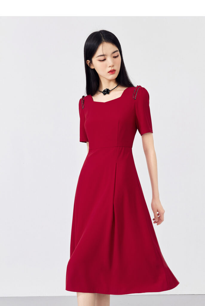 Temperament square collar dress