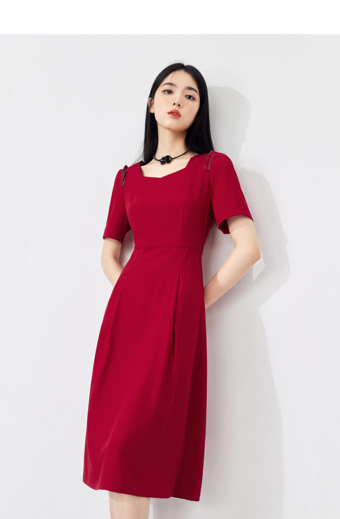 Temperament square collar dress