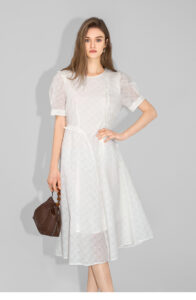 French gentle temperament bubble sleeve dress