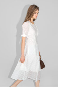 French gentle temperament bubble sleeve dress