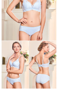 Summer comfortable and breathable thin cotton cup lace gathered bra