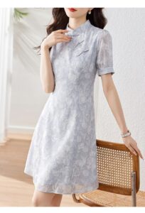 Summer style waist cinching buckle design thin floral dress