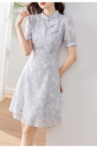 Summer style waist cinching buckle design thin floral dress