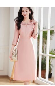 Autumn new long sleeved small V-neck dress