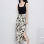 Leisure ink wash pleated skirt