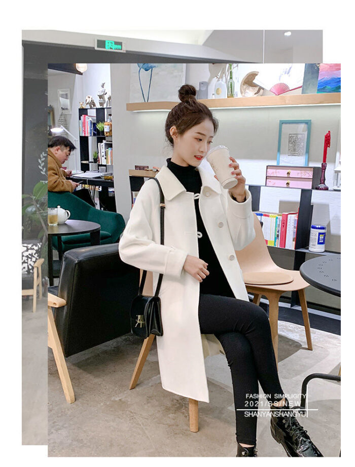 2024 Korean autumn and winter woolen medium long coat for women