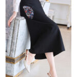 New Chinese style embroidered slit skirt